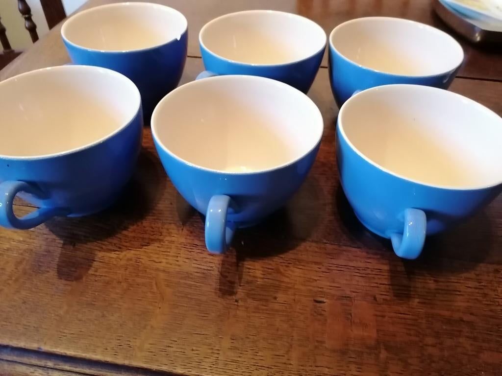 Set van 6 blauwe soepkommen, Ophalen of Verzenden, Gebruikt