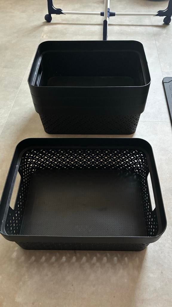 4 Curver Terrazzo Opbergmanden Zwart, Ophalen, Kunststof, Mand, Nieuw