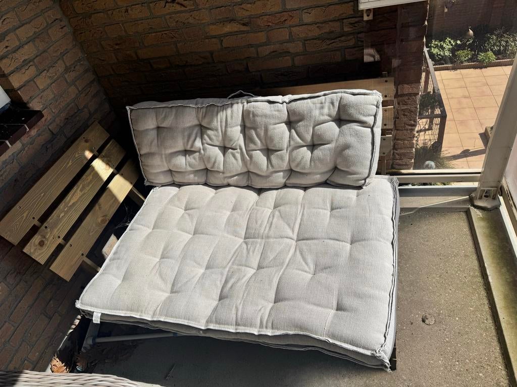 Houten loungebank met kussens, Ophalen, Gebruikt, Hout