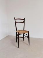 VINTAGE HOUTEN STOEL MET GEWEVEN ZITTING | GIO PONTI STIJL, Ophalen, Vintage Superleggerra stoel van Gio Ponti, -, Zo goed als nieuw