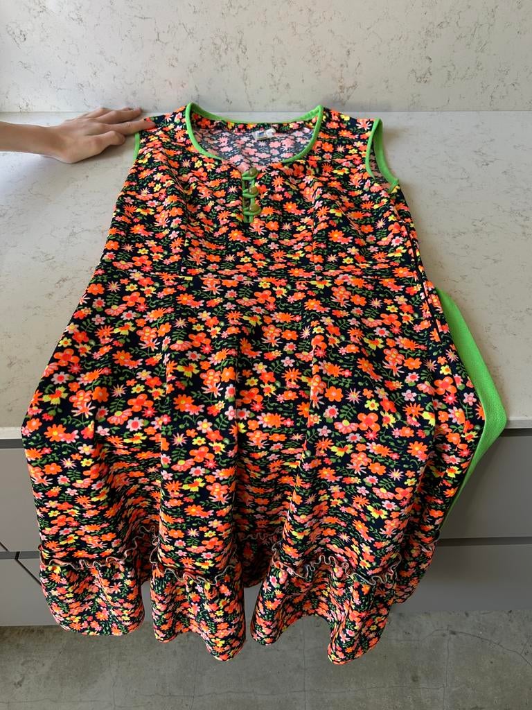 Vintage 70s jurk met bloemetjes, Ophalen, Maat 42/44 (L), Gedragen, Onder de knie
