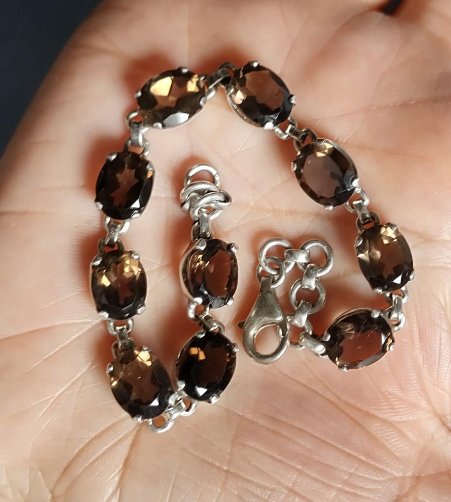 zilveren armband met natuurlijke Rookkwarts steen zilver 925, O.T., Bruin, Nieuw, Ophalen of Verzenden