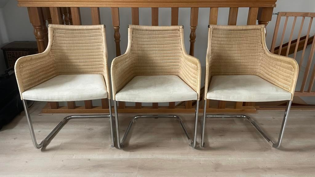 Tecta D43 design stoelen, drie stuks, Huis en Inrichting, Stoelen, Gebruikt, Drie, Riet of Rotan, Overige kleuren, Ophalen