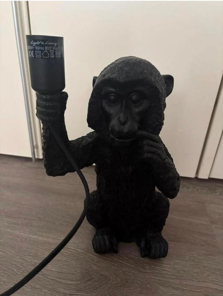 Lamp/tafellamp aap, polyresin,zwart,light and living,nieuw, Ophalen