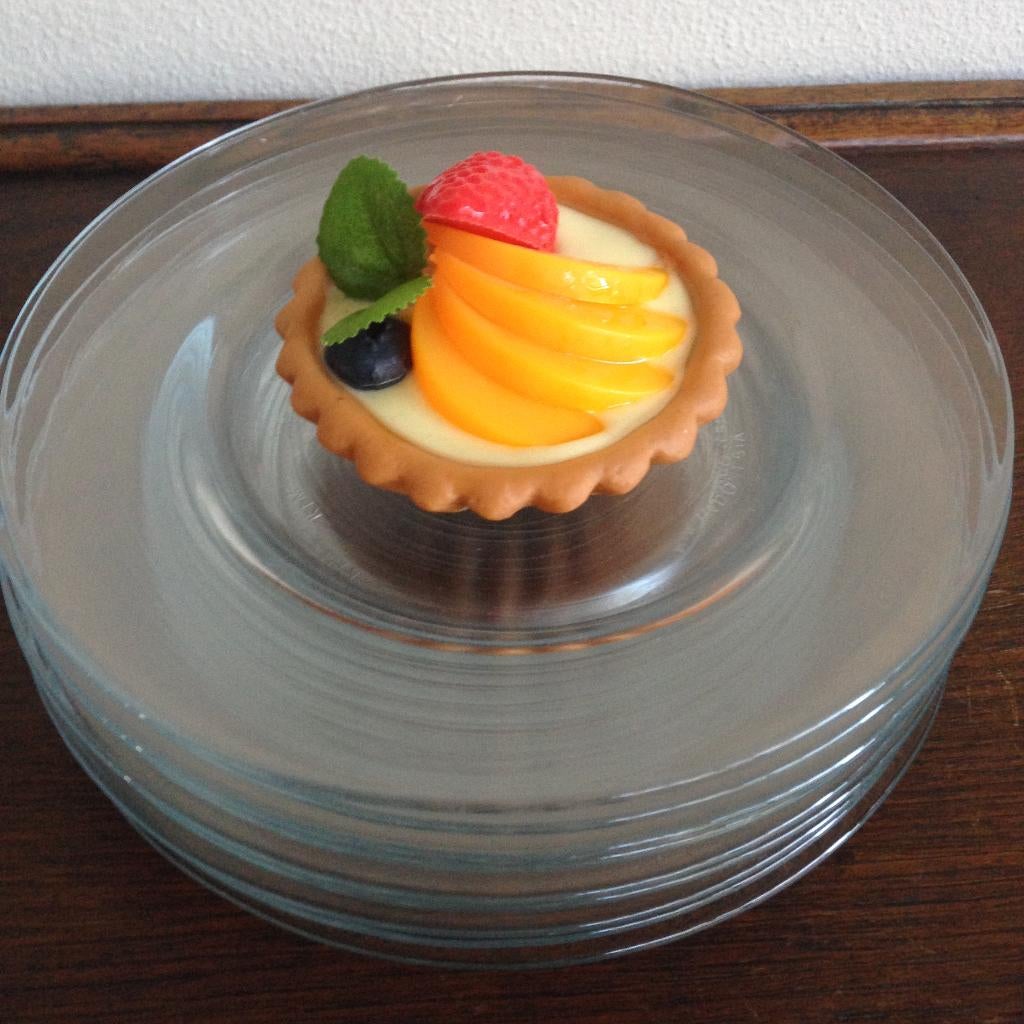 🍰10 Vintage KIM Indonesia GEBAKSBORDJES uit de jaren 80., Ophalen of Verzenden, Glas, Overige stijlen, Bord(en)