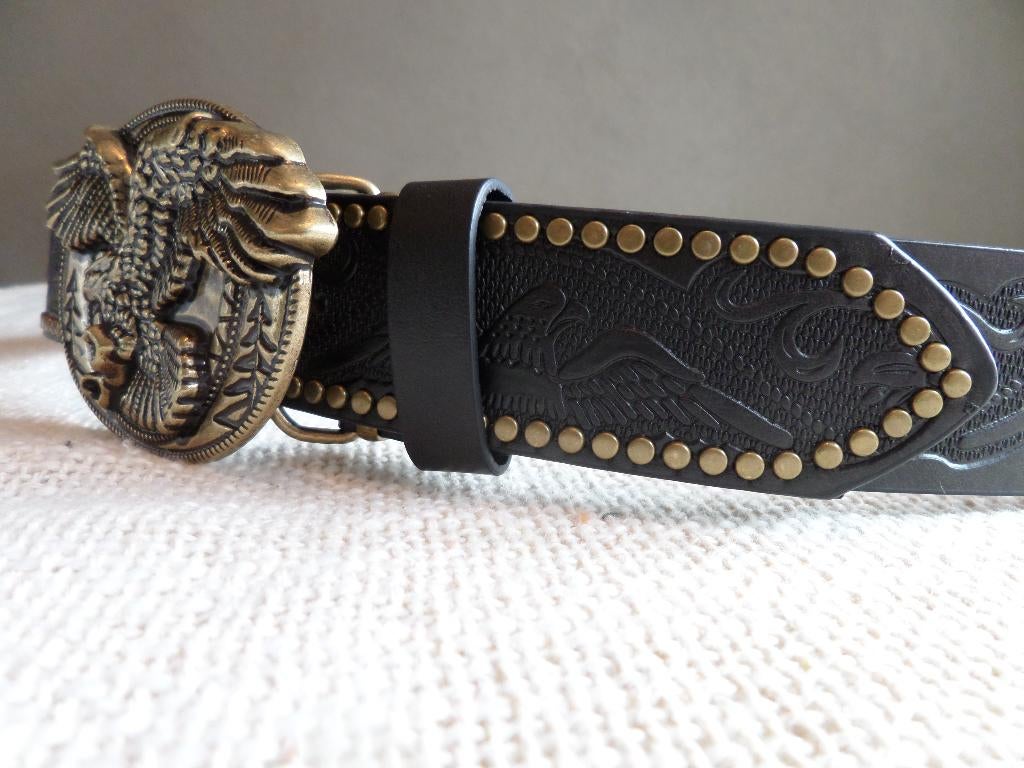 Stoere Western Cowboy Riem met Arend Gesp, Kleding | Heren, Riemen en Ceinturen, Zwart, Nieuw, Ophalen of Verzenden, 115 cm of meer