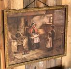 Brocante oude lijst met nostalgische afbeelding, Ophalen of Verzenden