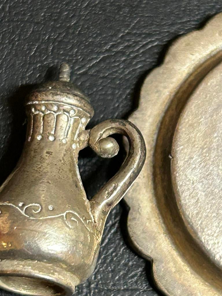 Miniatuur zilver 925 theeserviesje met dienblad, Ophalen of Verzenden, Zilver