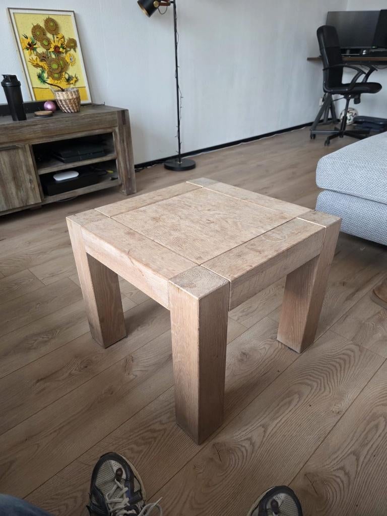 Klein salontafeltje, Huis en Inrichting, Tafels | Salontafels, Ophalen, Gebruikt, 50 tot 100 cm, Eikenhout