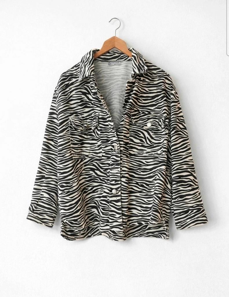 Dun Loavies spijkerjasje XS oversized zebraprint, Zwart, Ophalen of Verzenden, Loavies, Maat 34 (XS) of kleiner