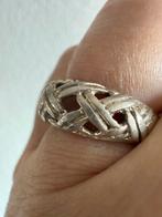 R326/Zilveren Vintage gevlochten ring verstelbaar, Gebruikt, Verzenden, X, Dame