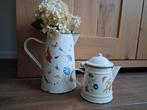 Vintage emaille kan koffiepot bloem vlinder JBS J Brinkman, Antiek en Kunst, Ophalen of Verzenden
