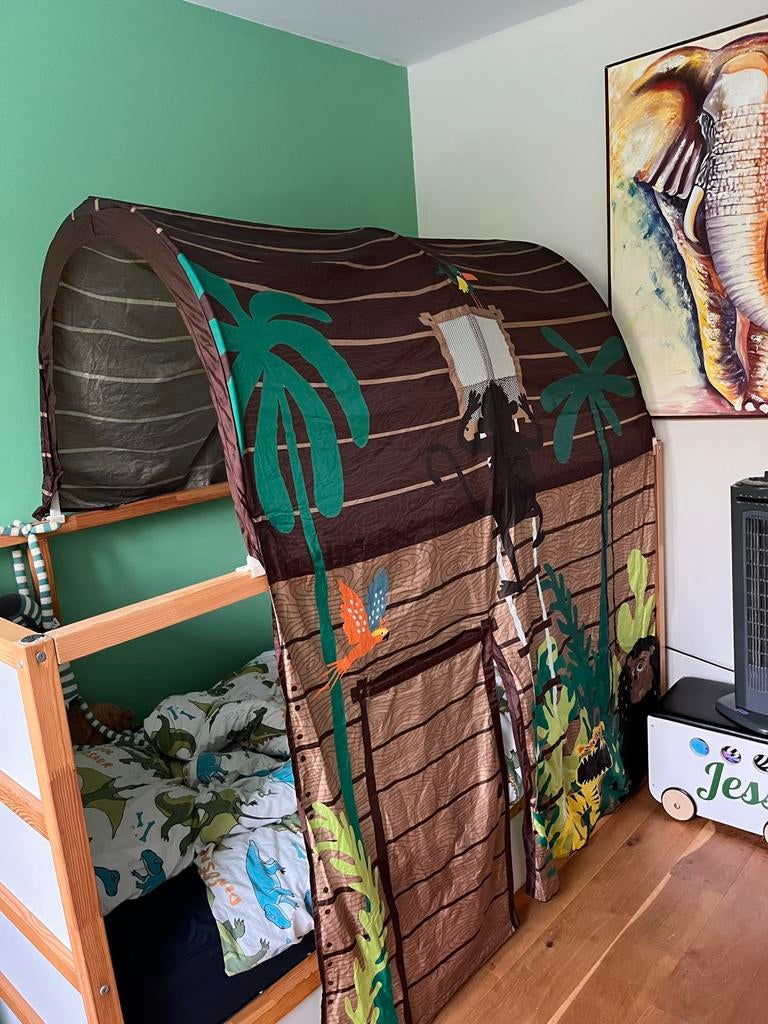 IKEA Kura bed met bedtent - Hoogslaper/Laagslaper, Ophalen, Gebruikt, Eenpersoons, 160 tot 180 cm