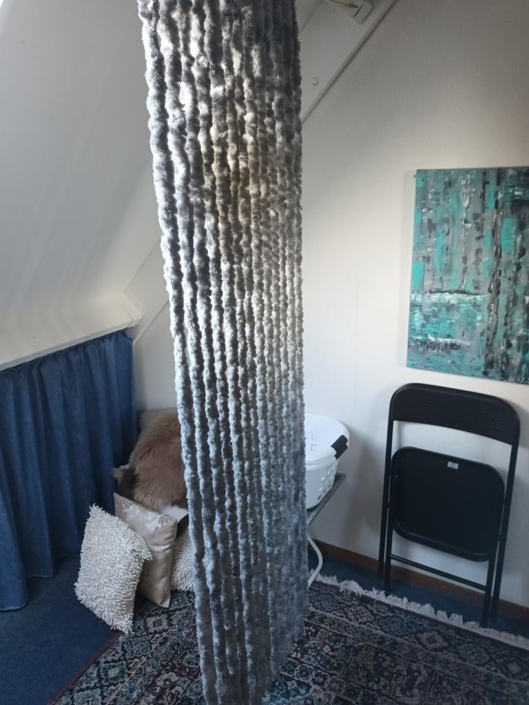 Vliegengordijn - Grijs/Wit - Handgemaakt, Ophalen, Gebruikt