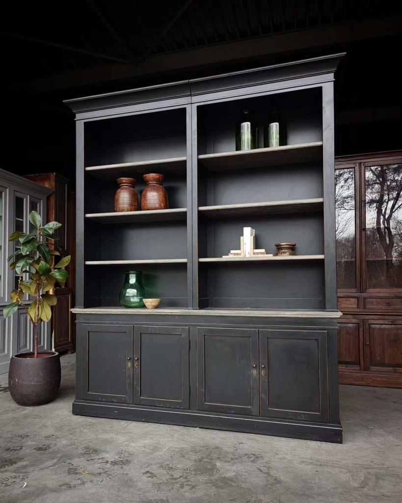 Donkere Boekenkast | Smalle Bibliotheekkast | Winkel #5609, Huis en Inrichting, Kasten | Boekenkasten, Niet ingevuld, 200 cm of meer