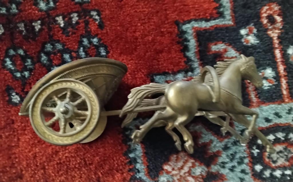 Koperen paardjes met wagentje, Ophalen of Verzenden