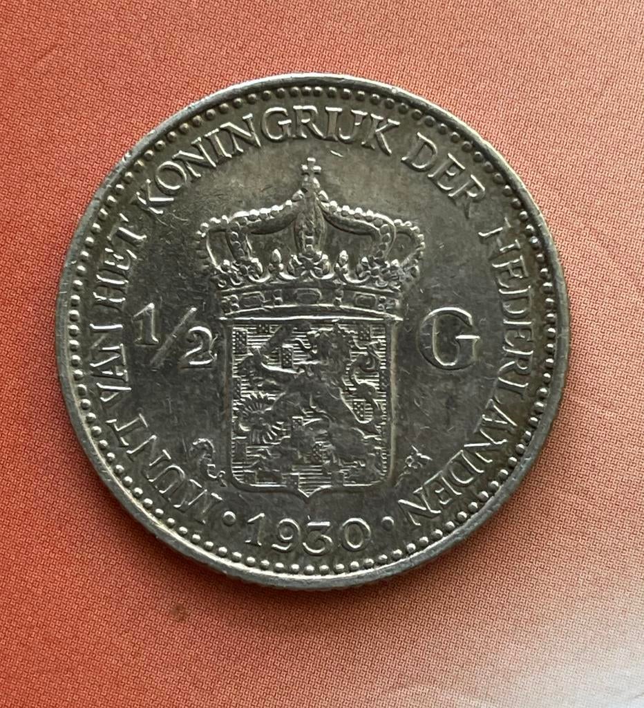 Te koop Halve gulde Wihelmina jaar 1930., Verzenden, Koningin Wilhelmina, ½ gulden
