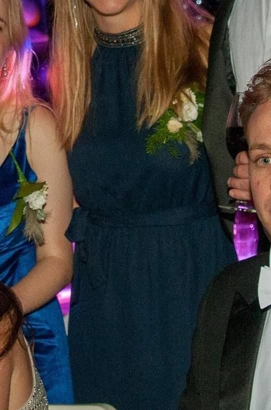 Gala jurk / kersbal jurk / lange jurk donkerblauw maat S, Galajurk, Blauw, Ophalen of Verzenden, Zo goed als nieuw