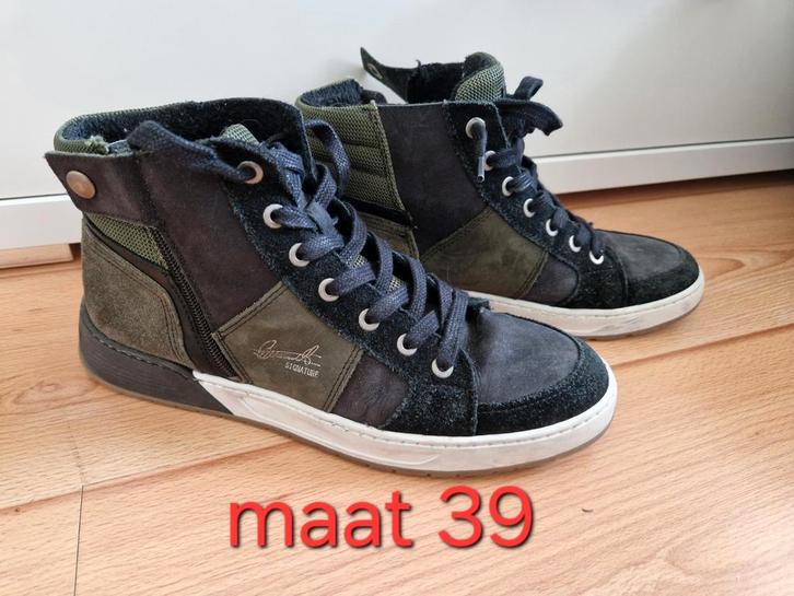 Veterschoen boots maat 39 groen leer, Kinderen en Baby's, Kinderkleding | Schoenen en Sokken, Zo goed als nieuw, Schoenen, Jongen