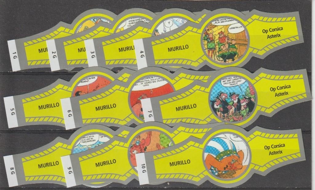 reeks  1281   asterix   1-10 sigarenbanden, Ophalen of Verzenden, Zo goed als nieuw, Sigarenbandjes