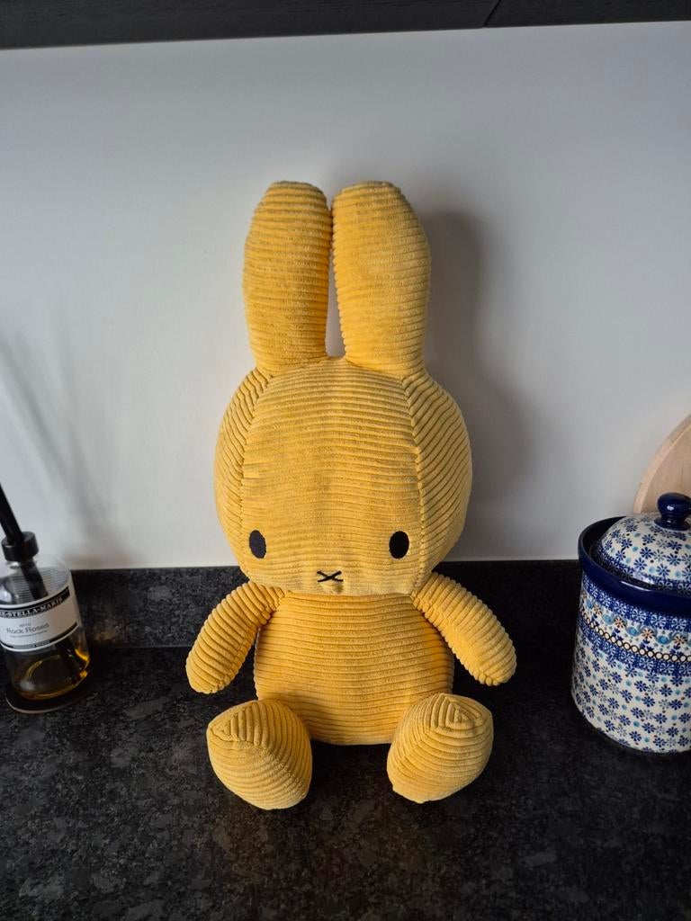 Bon Ton Toys - Nijntje Corduroy groot eco 50 cm geel, Ophalen of Verzenden, Konijn