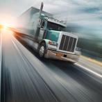 Vrachtwagen fotobehang VINYL, Behang Op Maat *Muurdeco4kids, Verzenden, Minder dan 10 m², Paars, Vrachtwagen, vrachtwagen behang