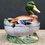 Brocante Barbotine Aardewerk Terrine Eend, Ophalen of Verzenden