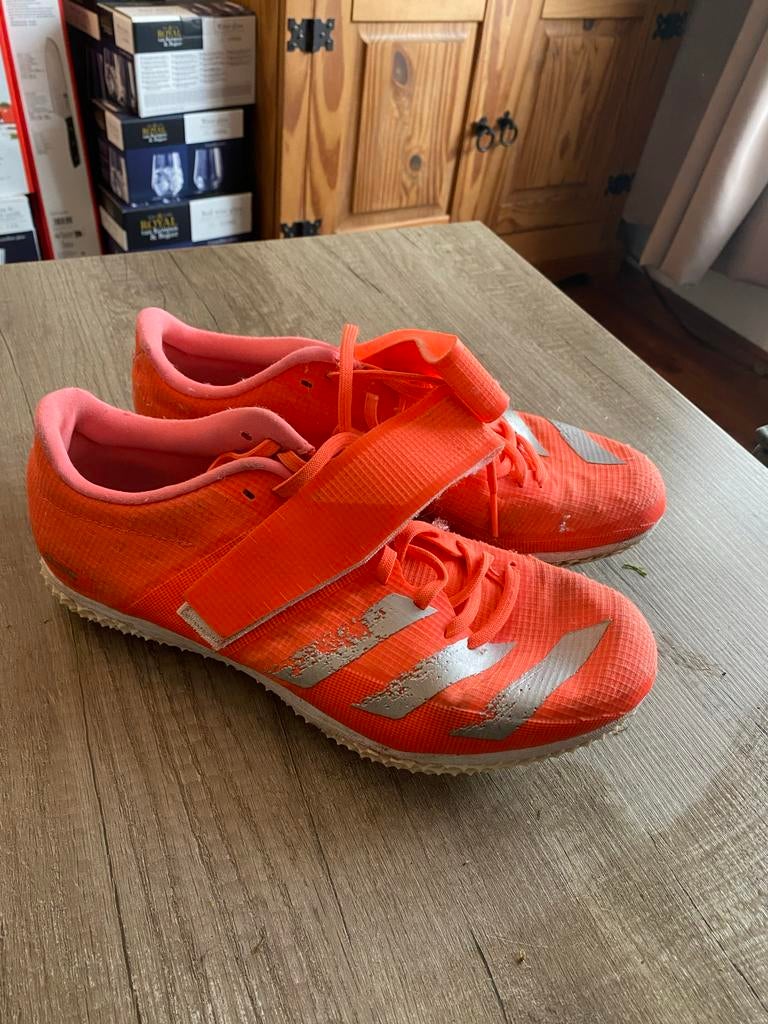 Adizero hoogspring spikes maat 44, Sport en Fitness, Loopsport en Atletiek, Gebruikt, Spikes, Hardlopen, Ophalen