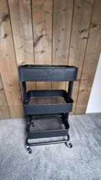 Roltrolley zwart met drie vakken, Huis en Inrichting, Ophalen, Zo goed als nieuw