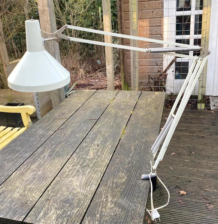 Leuke Hala Bureaulamp - vintage retro mid century dutch, Huis en Inrichting, Lampen | Tafellampen, Gebruikt, 75 cm of meer, Metaal