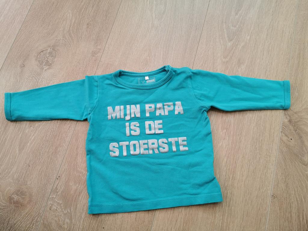 Name it longsleeve shirt ‘mijn papa is de stoerste’ maat 68, Kinderen en Baby's, Babykleding | Maat 68, Ophalen of Verzenden, Gebruikt