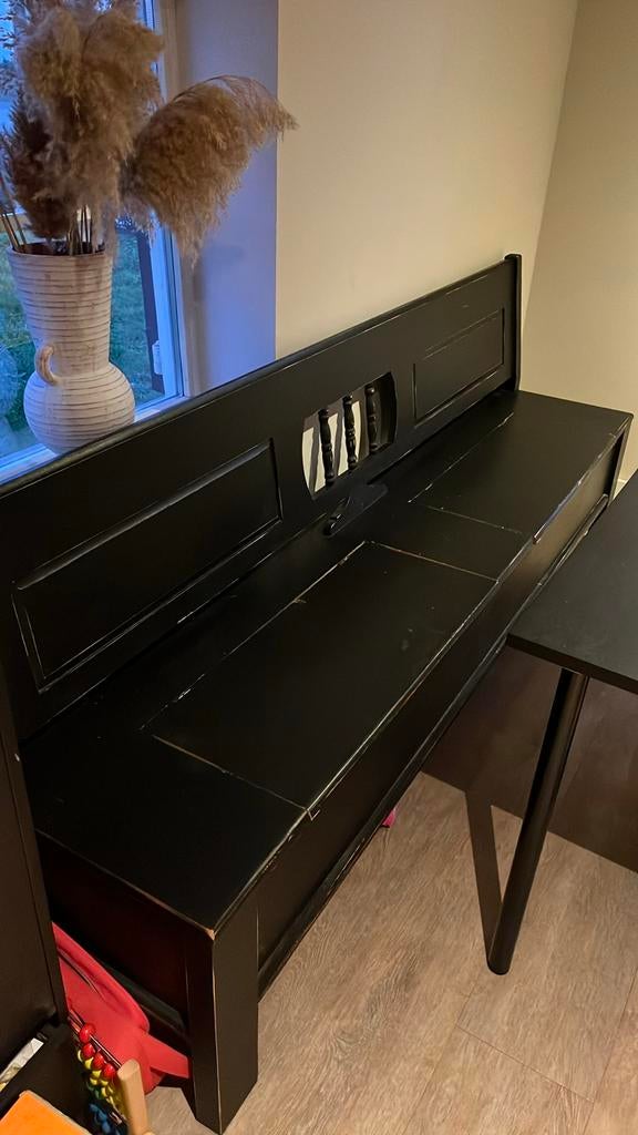 Zwarte houten klepbank, Ophalen, Gebruikt, Zwart, Eén