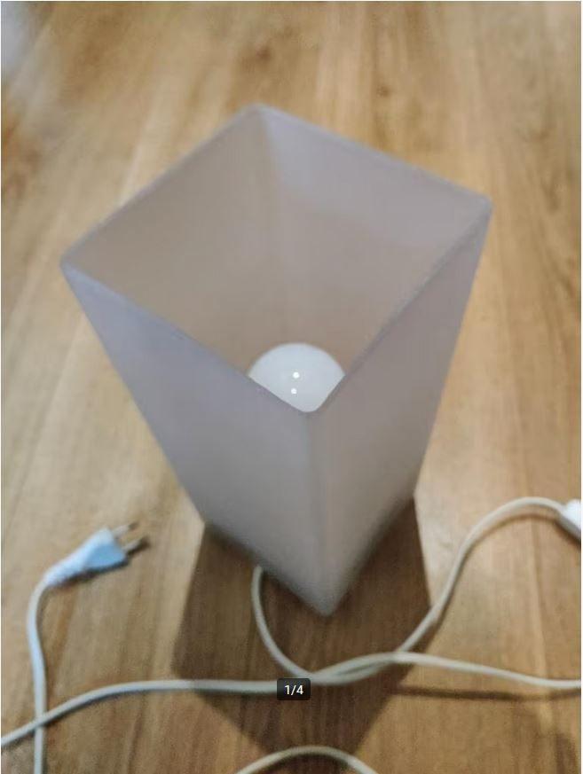 Tafellamp Vierkant van melkglas, Ophalen of Verzenden, Gebruikt, Glas, Minder dan 50 cm