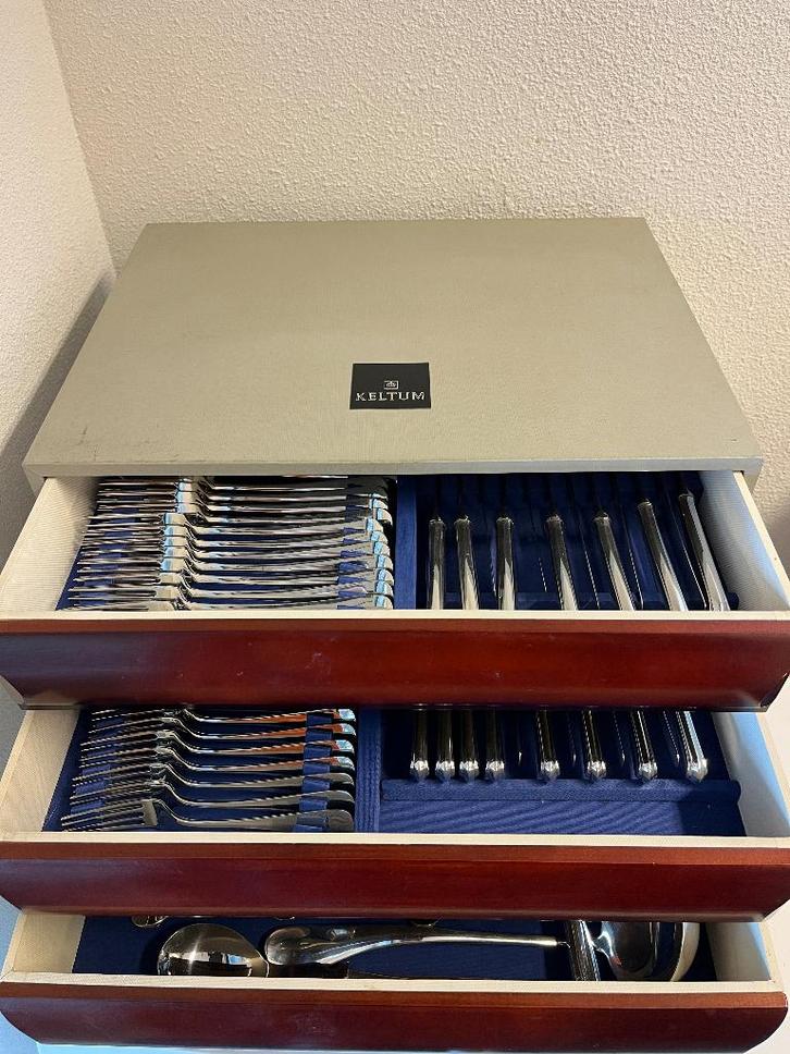 Keltum Bestekset, Hollands Glad, Verzilverd (86 delig-12pax), Antiek en Kunst, Antiek | Bestek, Ophalen of Verzenden