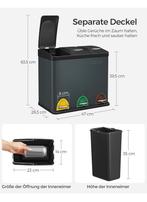SONGMICS Afvalscheider 3x8L - Groen, Grijs, Zwart, Huis en Inrichting, Woonaccessoires | Prullenbakken, Met pedaal, 50 tot 75 cm