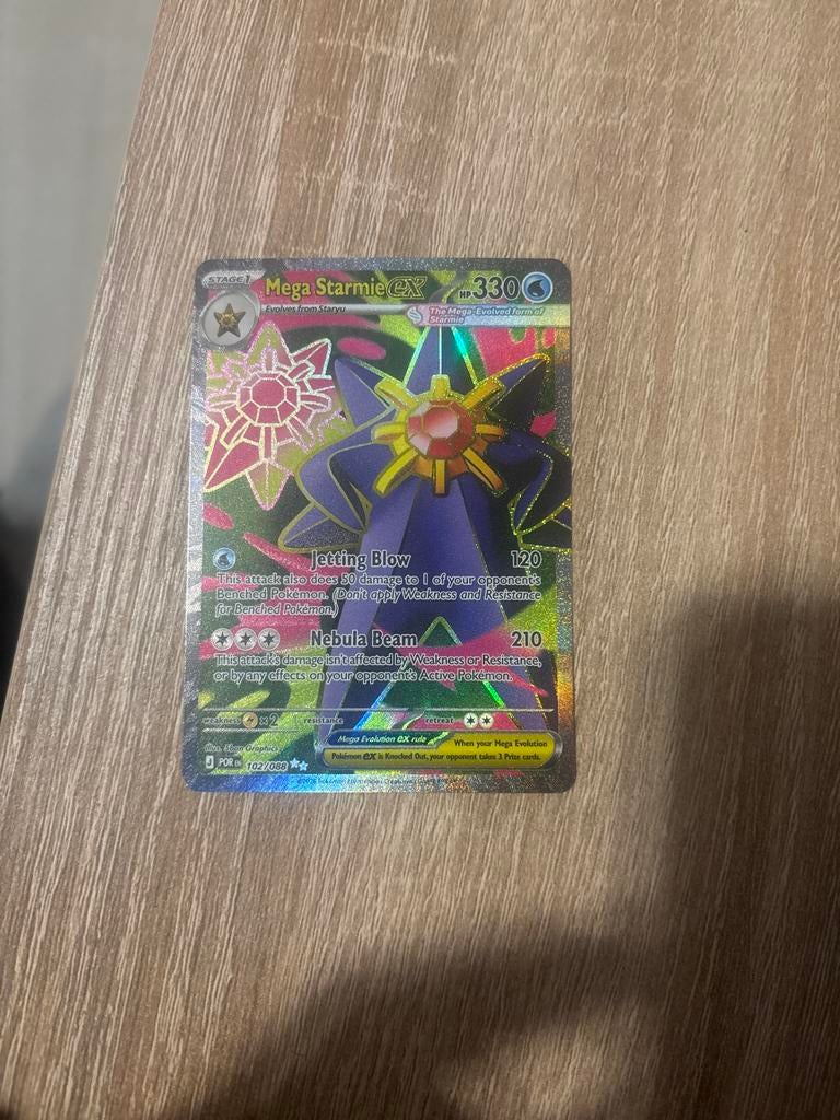 Mega Starmie Ex 102/088 Pokemon Kaart, Ophalen of Verzenden, Zo goed als nieuw, Losse kaart, Foil