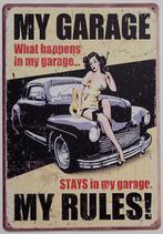 My garage My rules pinup auto reclamebord van metaal deco, Info@deconoord.nl, Deco Noord, Nieuw, Ophalen of Verzenden