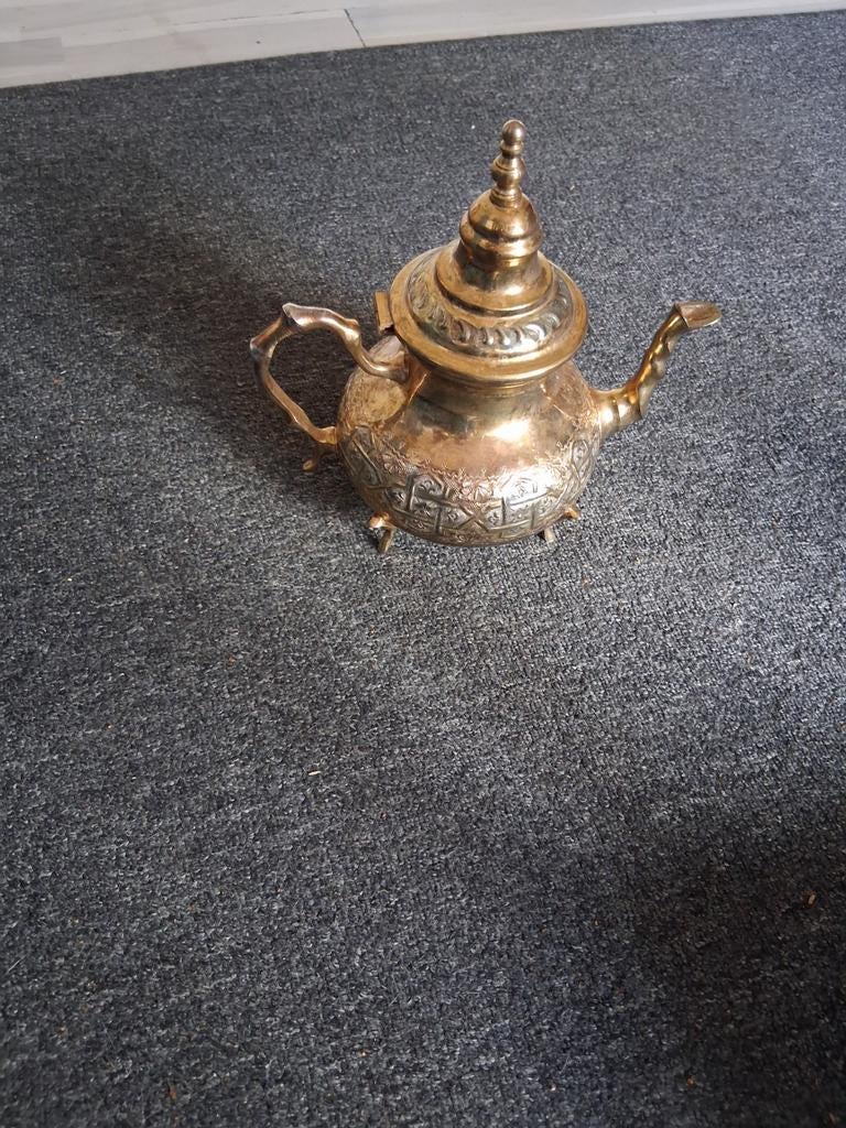Marokkaanse theepot, handgemaakt in Fez, Antiek en Kunst, Ophalen of Verzenden