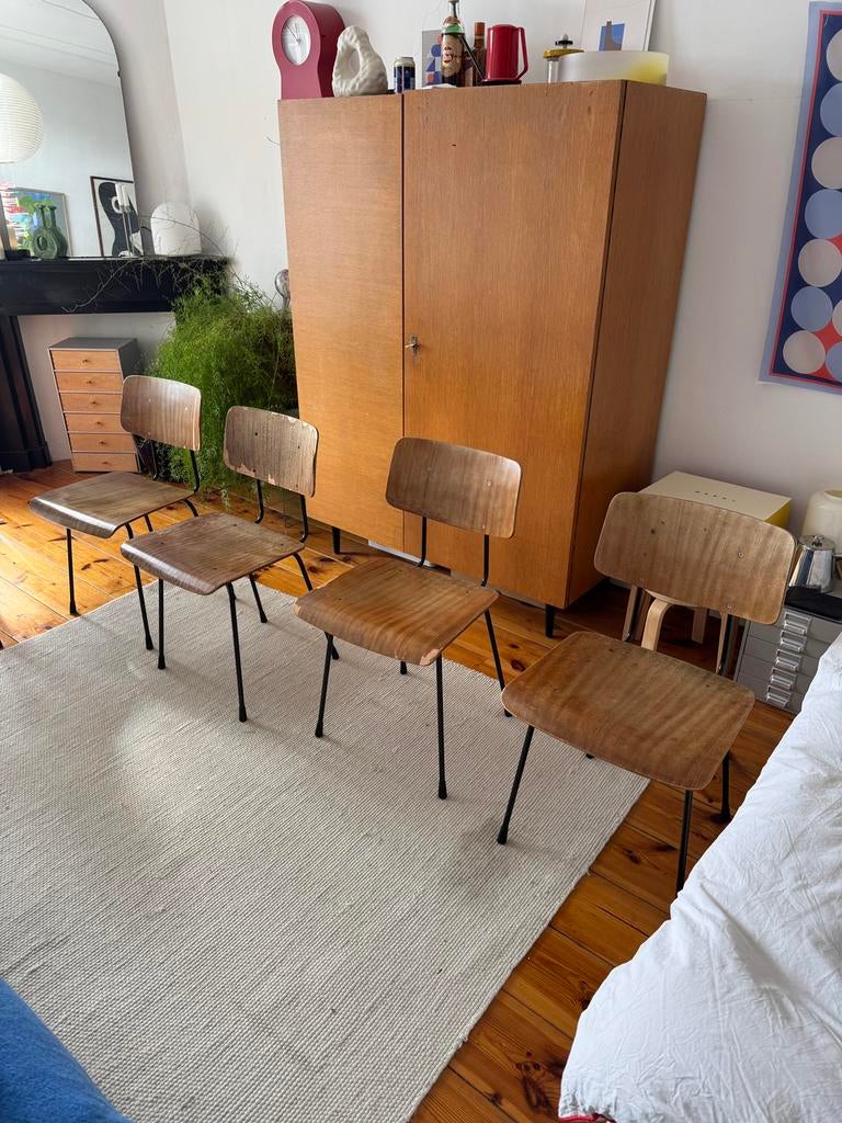 4x van gispen, Huis en Inrichting, Stoelen, Ophalen, Gebruikt, Van gispen, Bruin