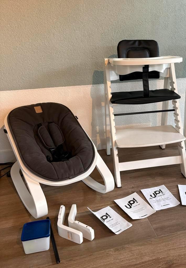 Kidsmill kinderstoel, wipstoel en newborn set, Kinderen en Baby's, Kinderstoelen, Gebruikt, Meegroeistoel, Afneembaar eetblad