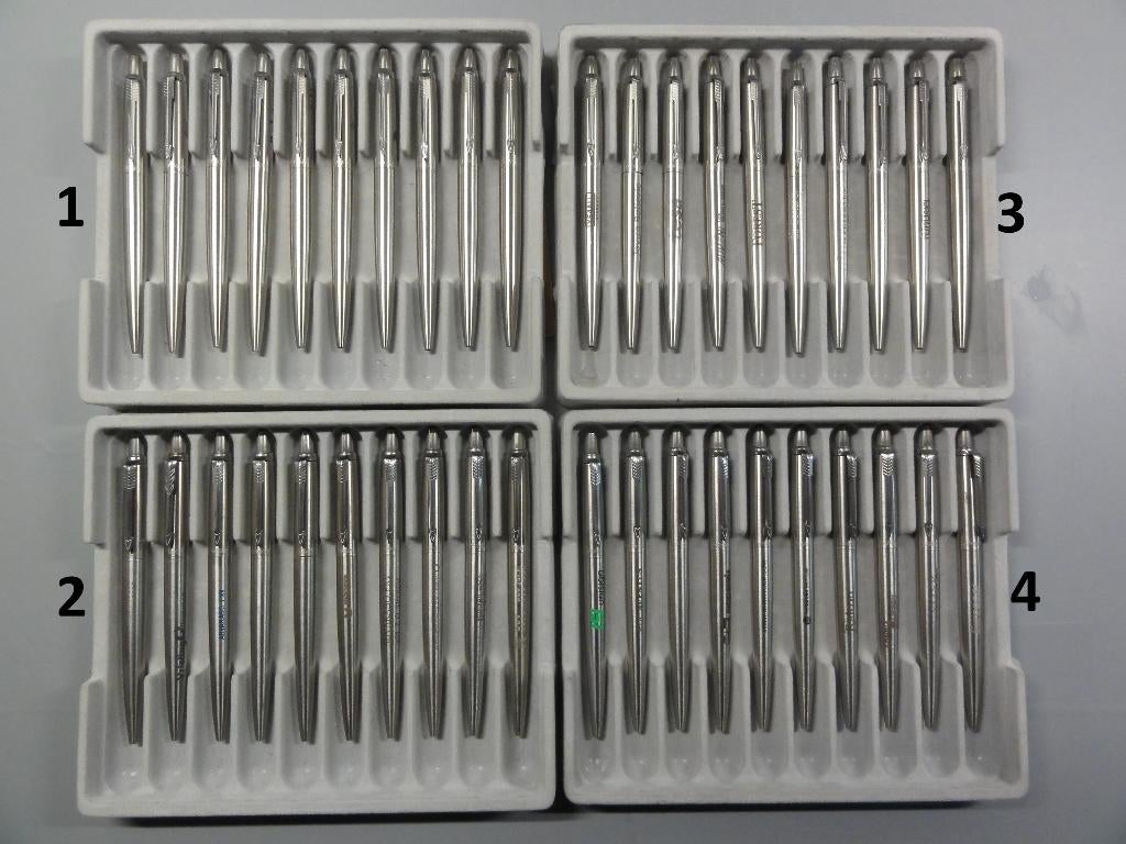 PARKER JOTTER CHROOM/STEEL MET RECLAME, Verzamelen, Pennenverzamelingen, Gebruikt, Ophalen of Verzenden, Met reclame, Parker