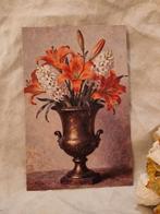 Ansichtkaart. "Franse vaas- Oranje lelie/witte hyacint"., Verzenden, Nieuw