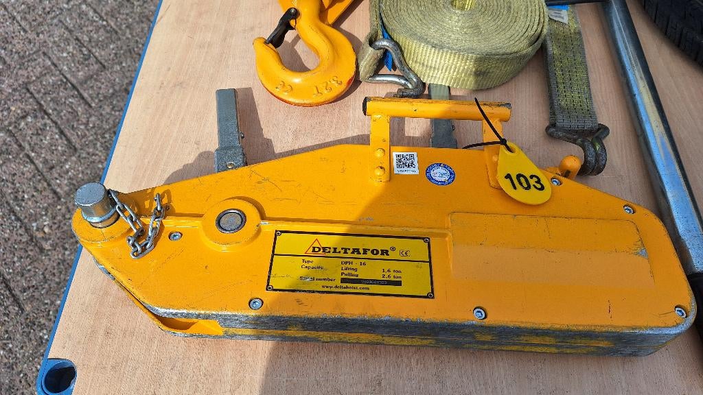 treklier staaldraadtakel rikrak met klapblok hijsbanden, Ophalen, Albert@hoaas.nl375,00, Gebruikt, Industriepark 2a 9351PA Leek