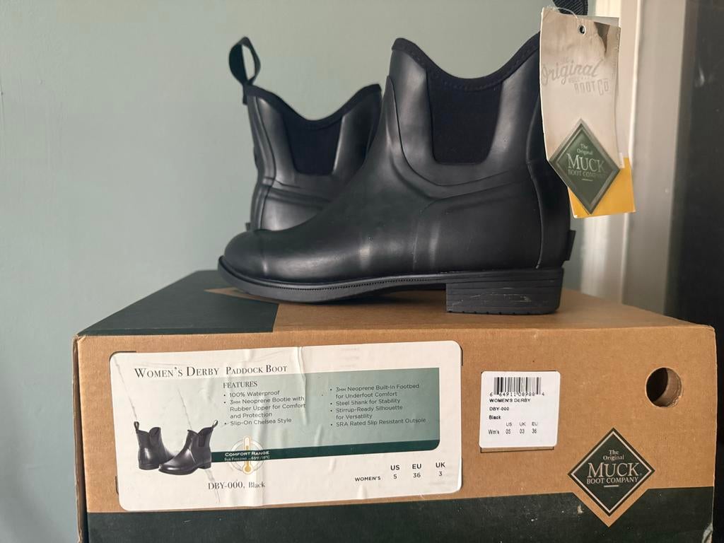 Muck Boots Derby Paddock Boot maat 36, Kleding | Dames, Zwart, Nieuw, Ophalen of Verzenden, Regenlaarzen
