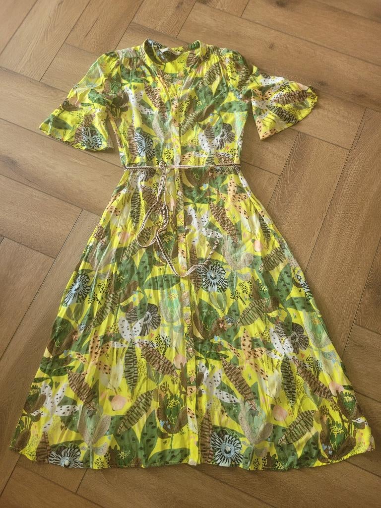 Prachtige jurk van POM Amsterdam, maat 34 = S., Geel, Ophalen of Verzenden, Zo goed als nieuw, Maat 36 (S)