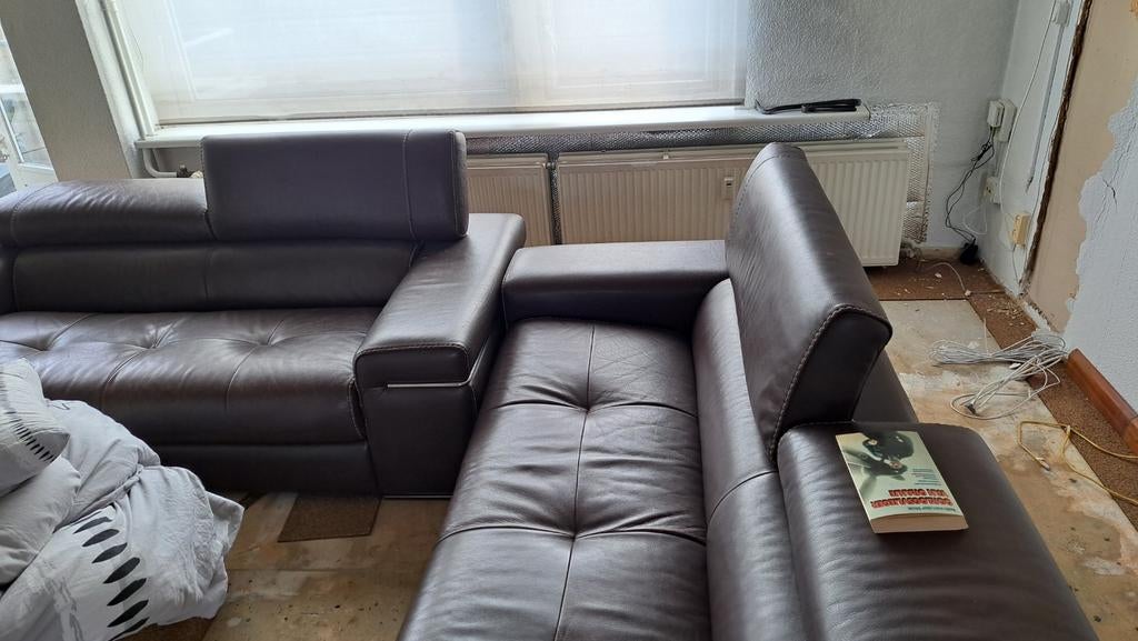 Leren 2- en 3-zitsbankstel, Gebruikt, Tweepersoons, Leer, Ophalen of Verzenden