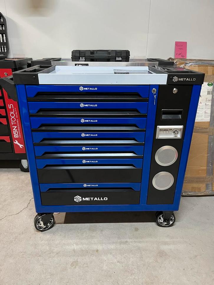 Metallo Gereedschapswagen Bluetooth - 6 Laden Gevuld - Nieuw, Auto diversen, Autogereedschap, Nieuw, Ophalen