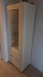 Witte Hoogglans Kast met Glasdeur, Huis en Inrichting, Kasten | Vitrinekasten, Ophalen, Minder dan 50 cm, Gebruikt, Glas