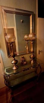 Hollywood Regency Sidetable met Spiegel, Ophalen, Gebruikt, 100 tot 150 cm, Minder dan 25 cm