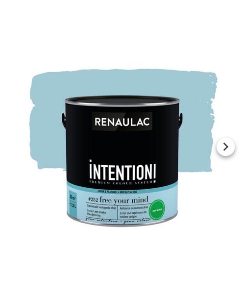 Renaulac blauwe lakverf (mat) 1 liter, Doe-het-zelf en Verbouw, Verf, Beits en Lak, Nieuw, Verf, Minder dan 5 liter, Blauw, Ophalen of Verzenden